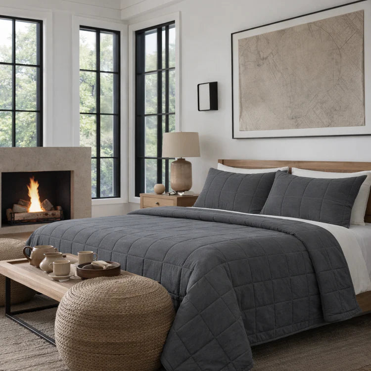 Cotton Canvas Coverlet Set