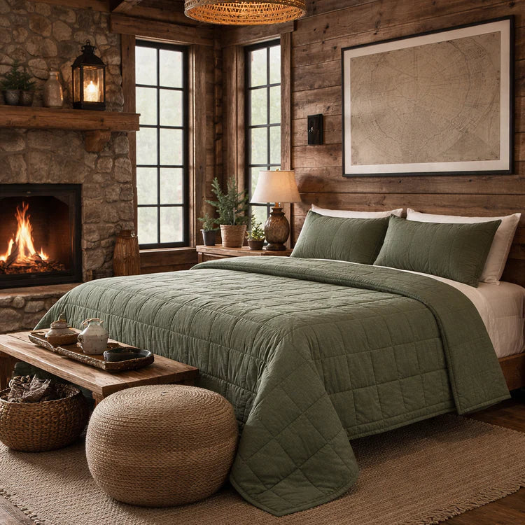 Cotton Canvas Coverlet Set