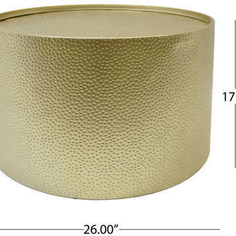 Rache Modern Round Accent Table With Hammered Iron, Gold