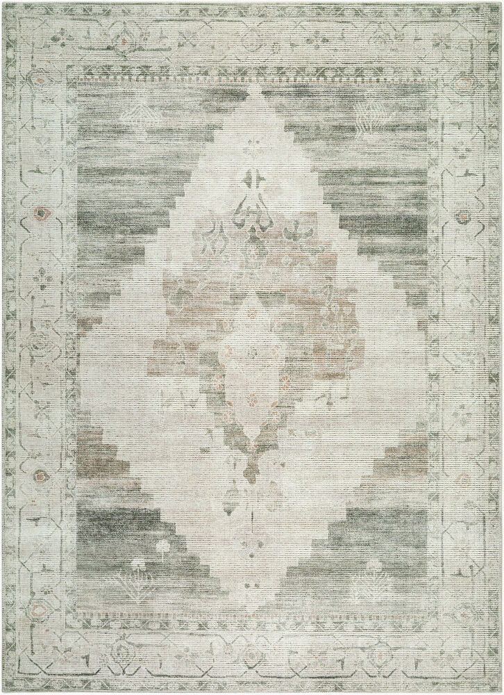 Luca Machine Woven Rug Olive Cream