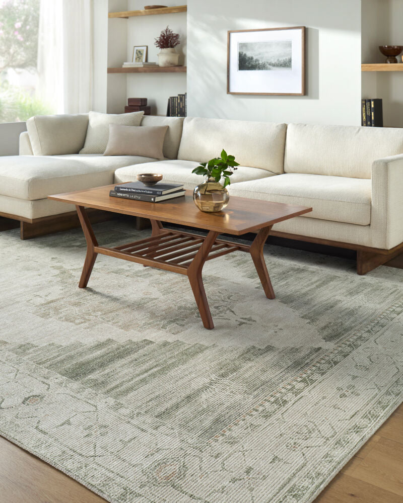 Luca Machine Woven Rug Olive Cream