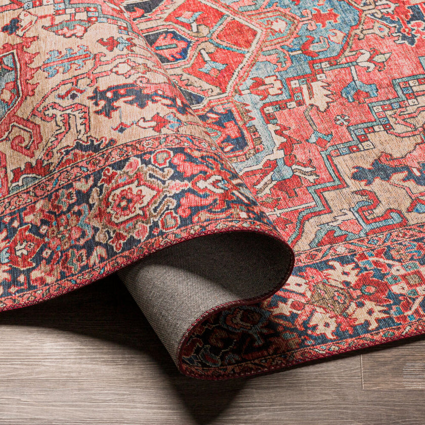 Iris Machine Woven Rug Red