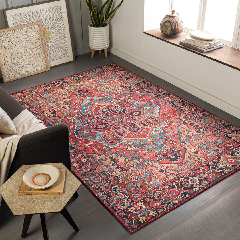 Iris Machine Woven Rug Red