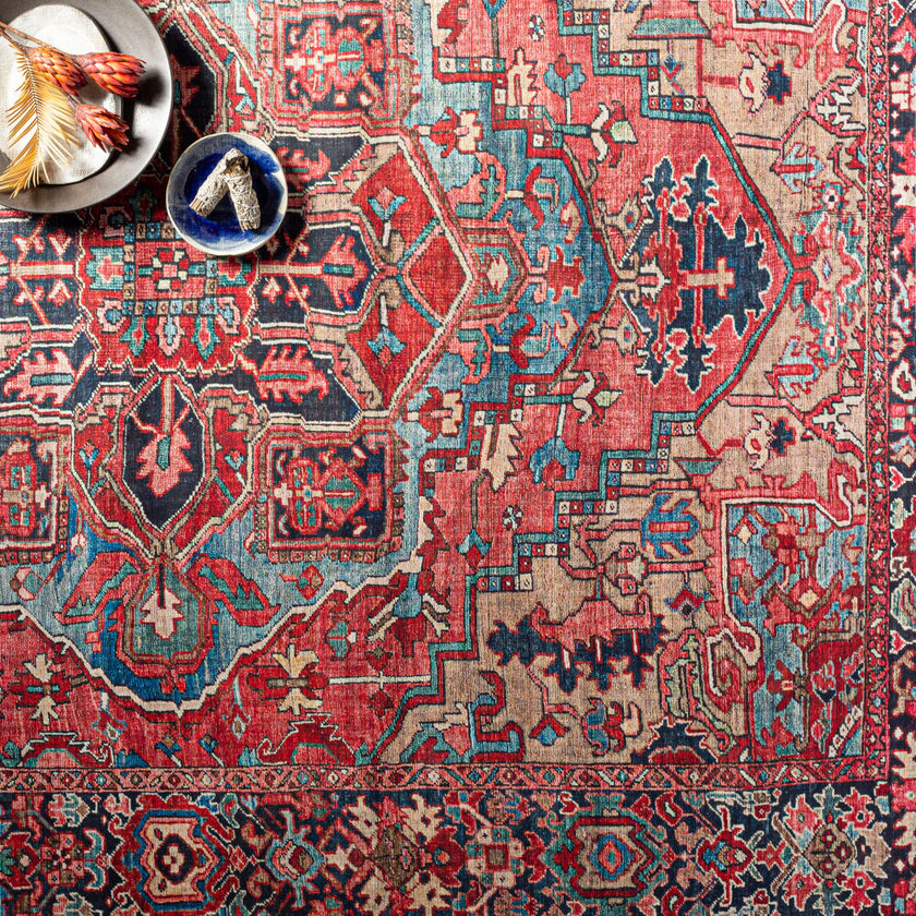 Iris Machine Woven Rug Red