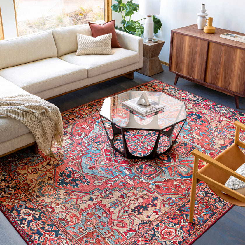 Iris Machine Woven Rug Red