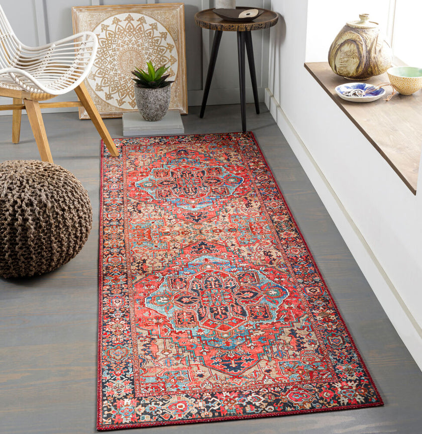 Iris Machine Woven Rug Red