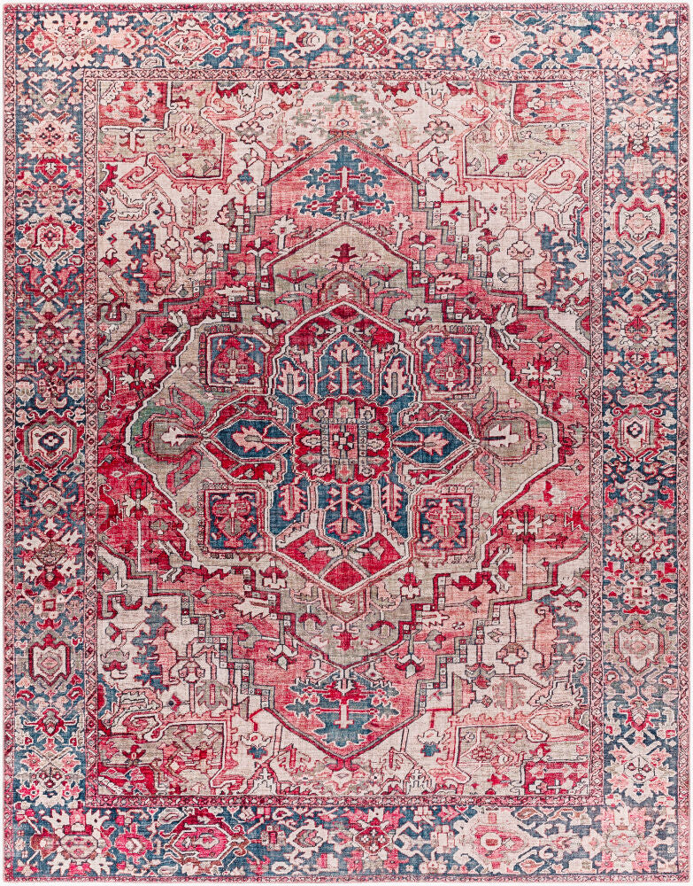 Iris Machine Woven Rug Cranberry