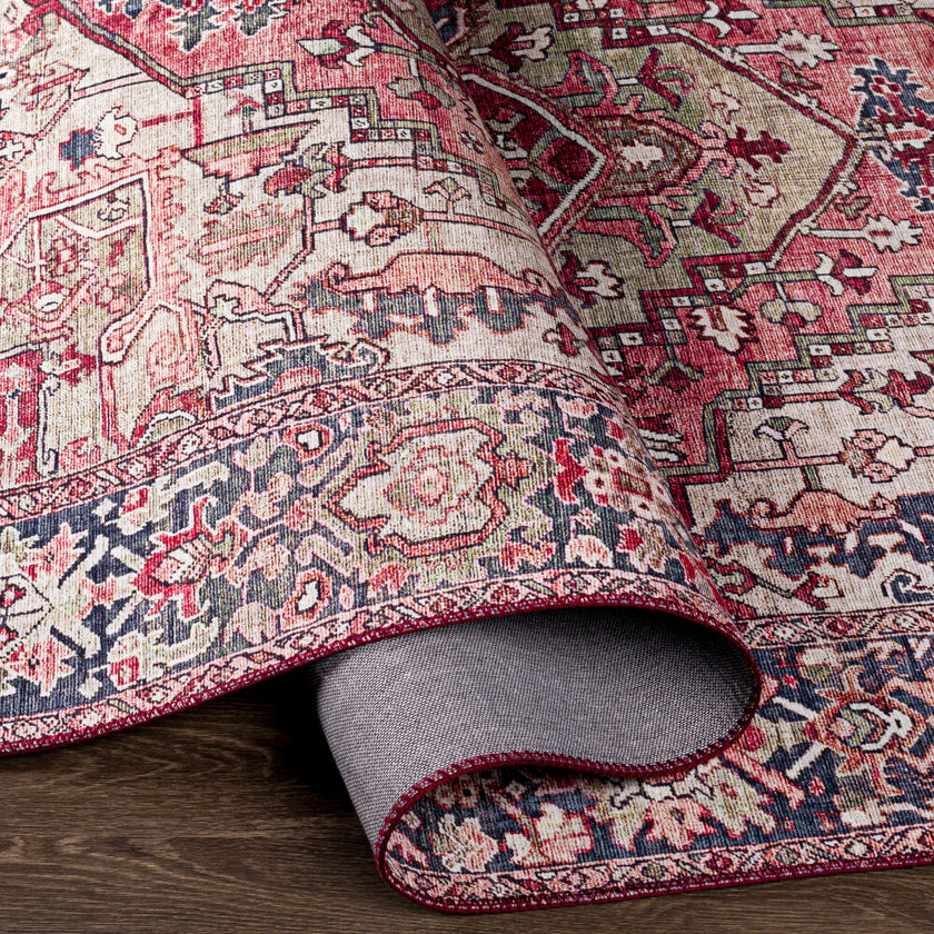 Iris Machine Woven Rug Cranberry