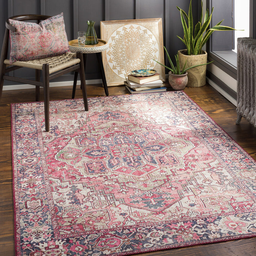 Iris Machine Woven Rug Cranberry