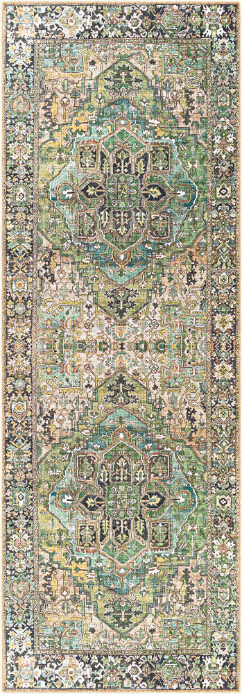 Iris Machine Woven Rug Green
