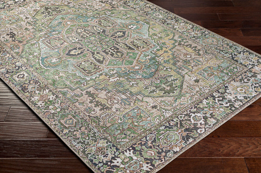Iris Machine Woven Rug Green