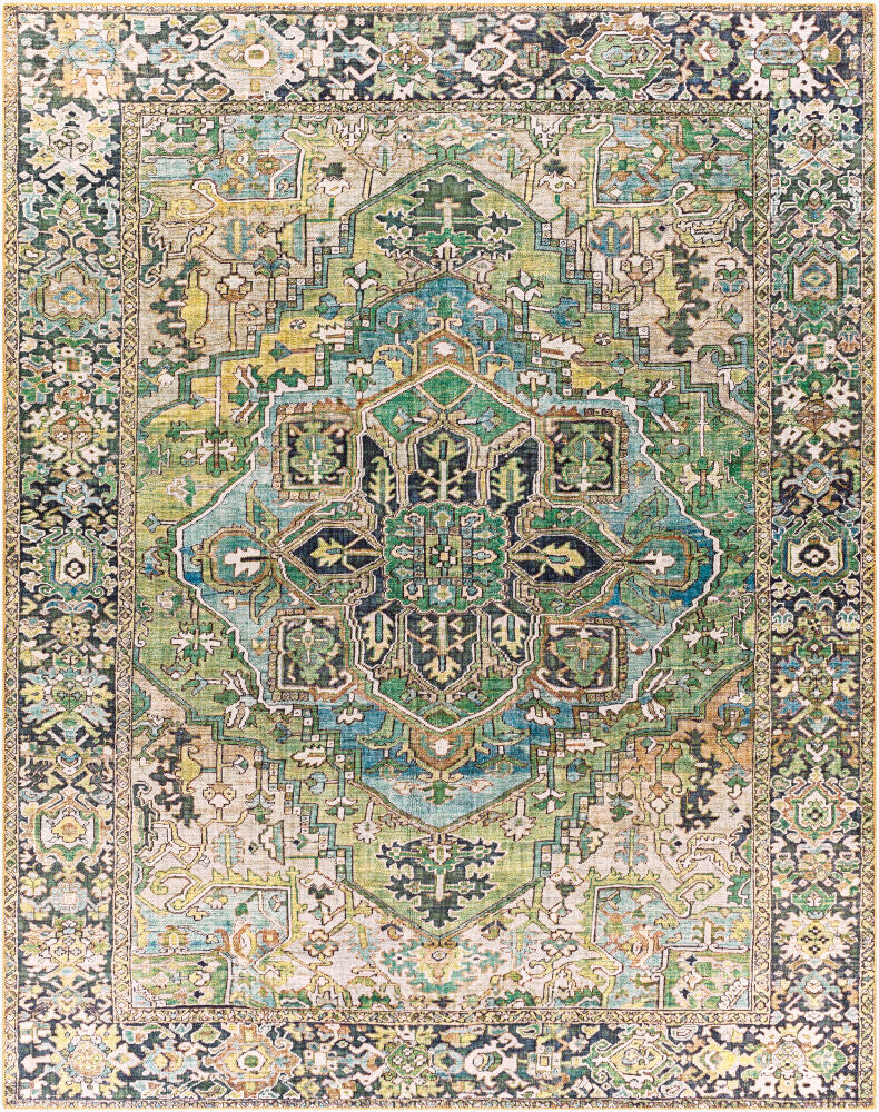 Iris Machine Woven Rug Green