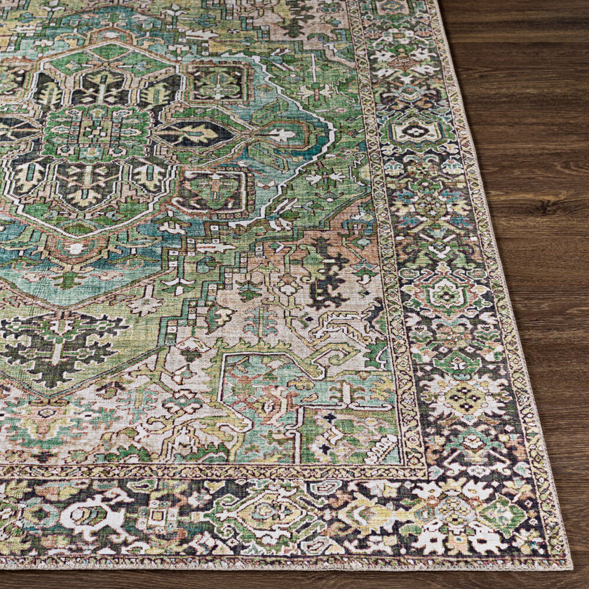 Iris Machine Woven Rug Green