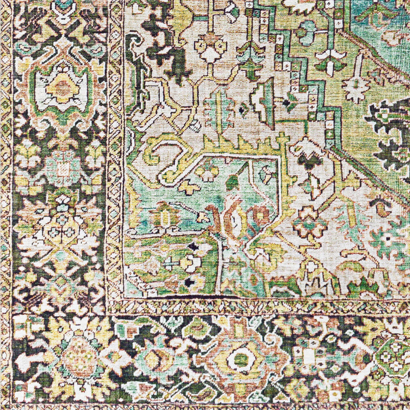 Iris Machine Woven Rug Green