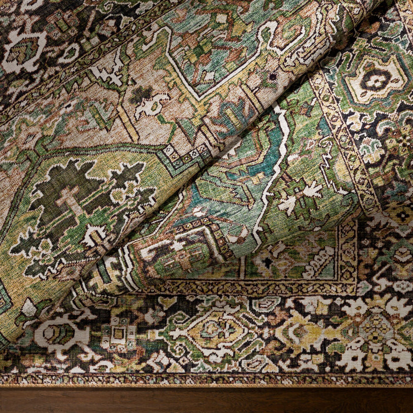Iris Machine Woven Rug Green