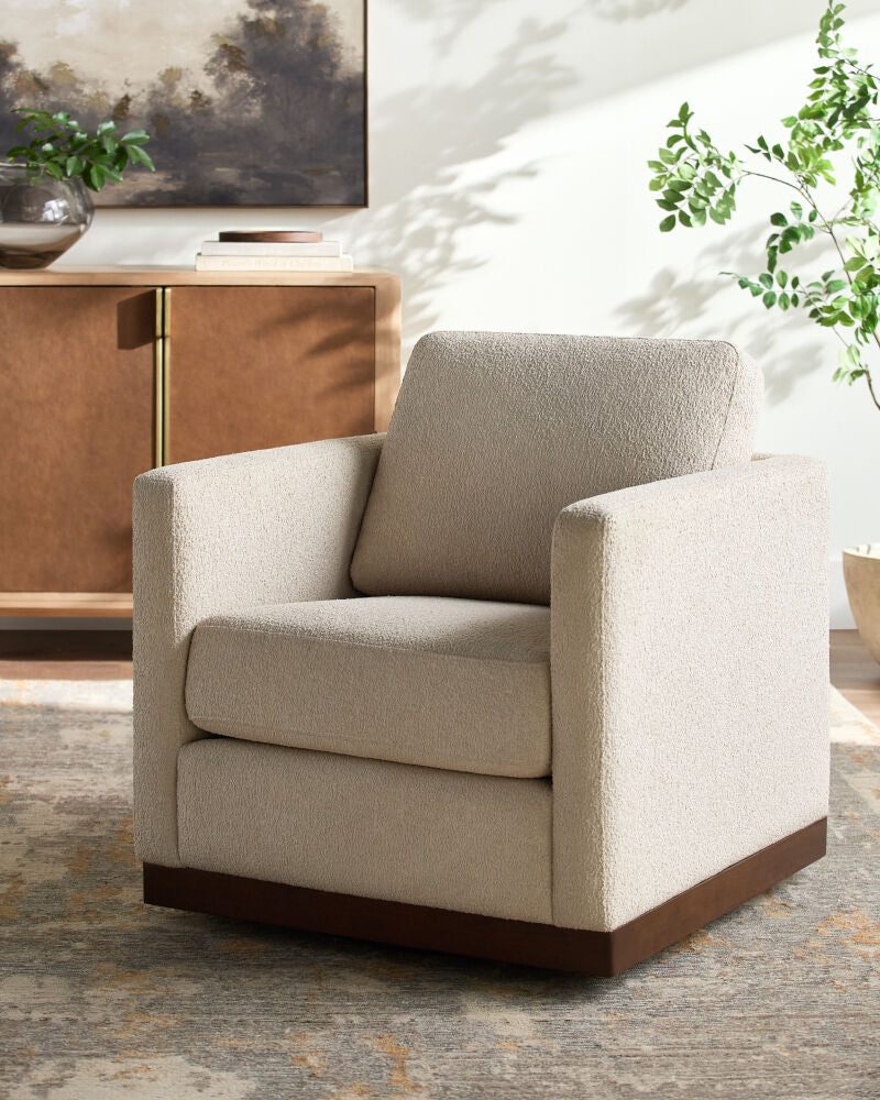 Glendon Swivel Chair in Textured Beige