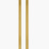 Gold floor lamp with a white shade on a white background