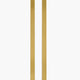 Gold floor lamp with a white shade on a white background