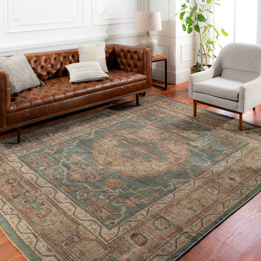Reign Handmade Rug Dark Green